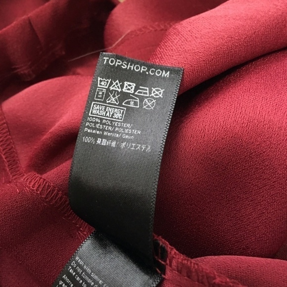 Topshop Dress Bolero Satin Overlay Back A-line Short Sleeve Burgundy Mini Short - Picture 12 of 16